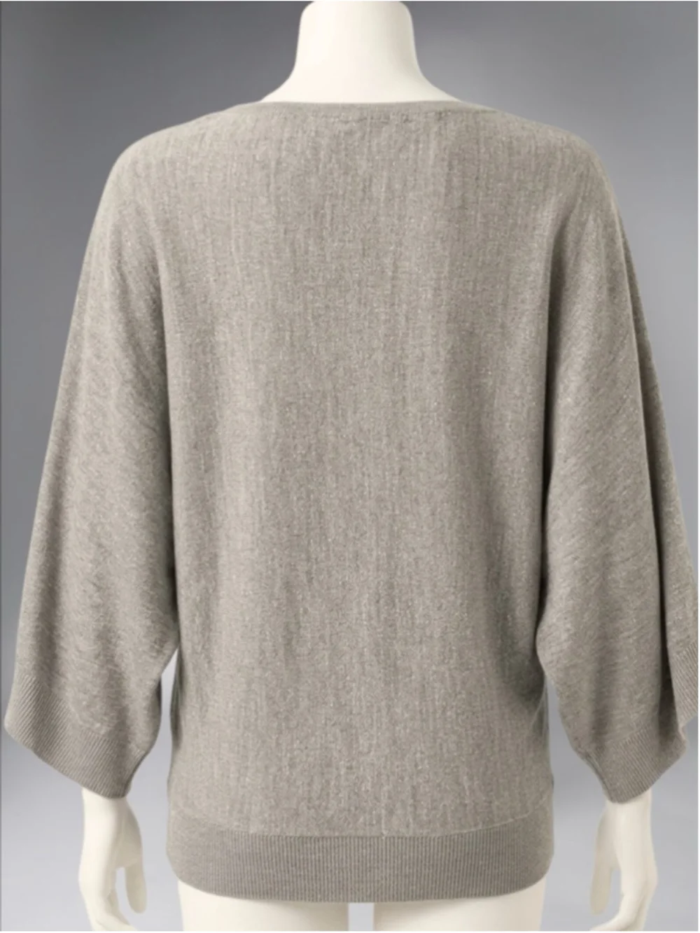 New York & Company Taupe Bell Batwing Sleeve V-Neck Sweater